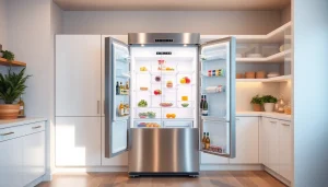 Refrigerator showcasing modern design and organized contents for practical use.